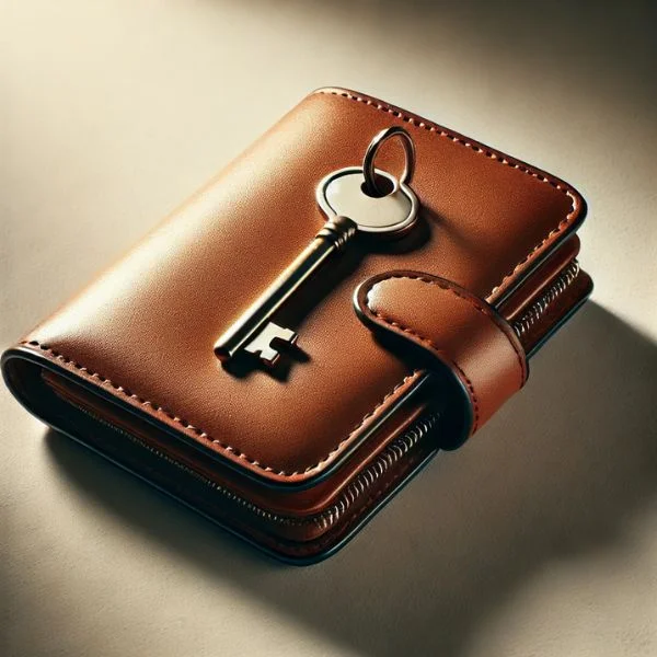 pénztárca kulccsal